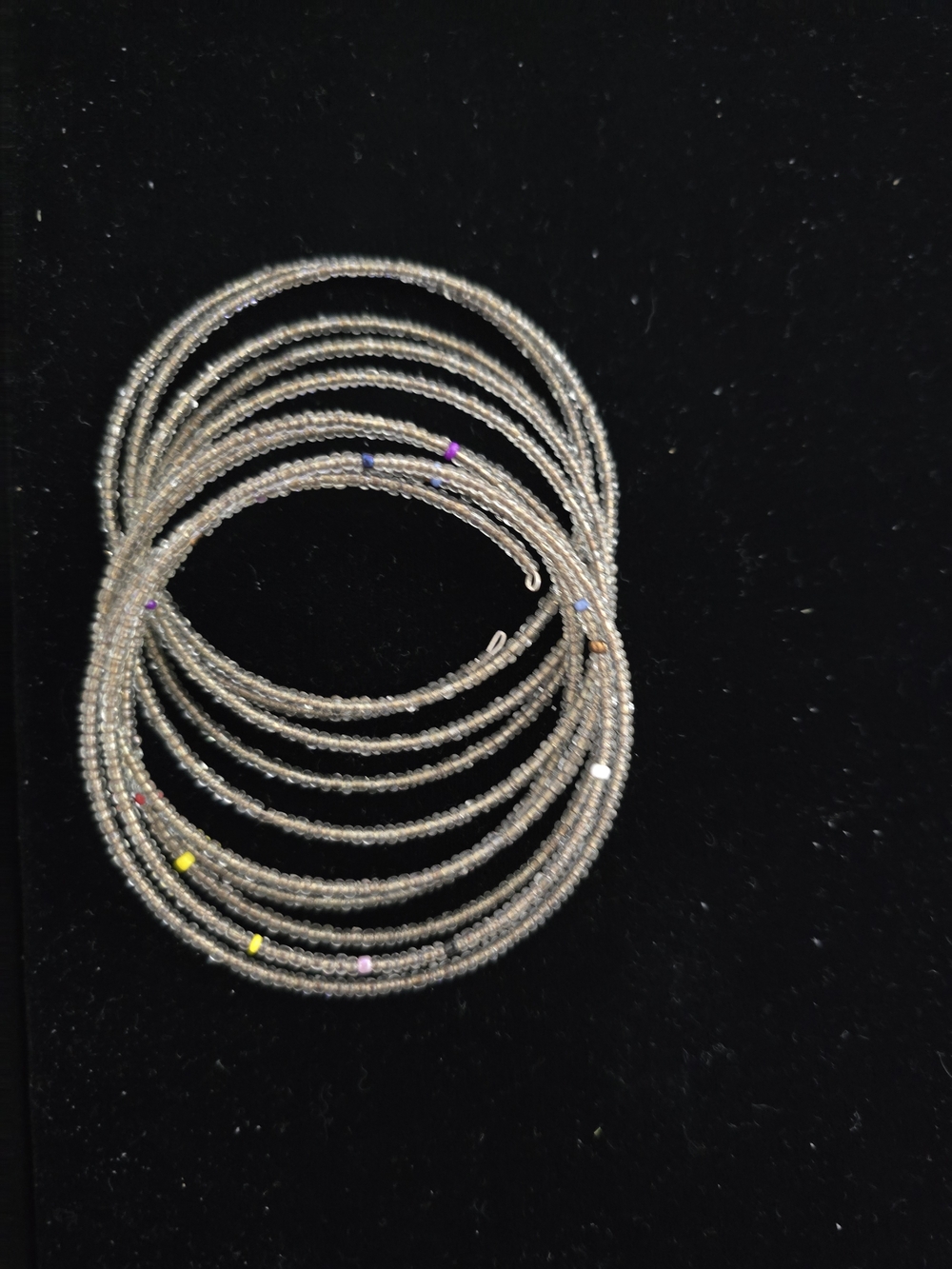 Beaded Spiral Bracelet in Champagne with Multicolor Accent Beads